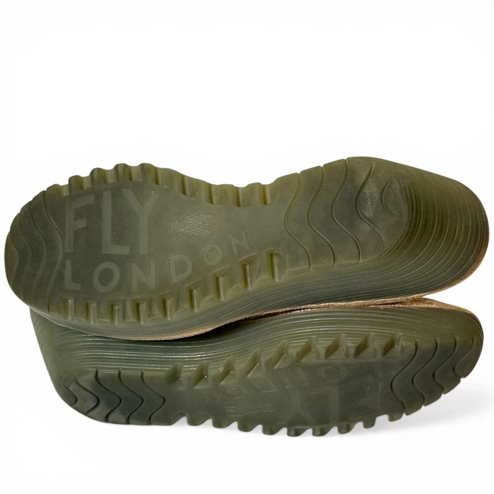 FLY LONDON Ylva Metallic Distressed Leather‎ Wedge Sandals Lace Up EU 40 Size 9